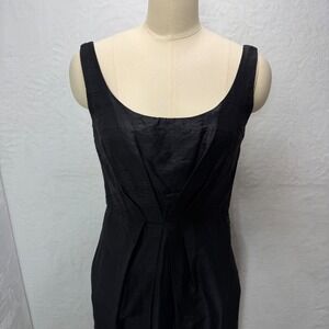 VTG Watters & Watters Womens 4 Black V-Neck Pleated Cocktail Dress with Pockets